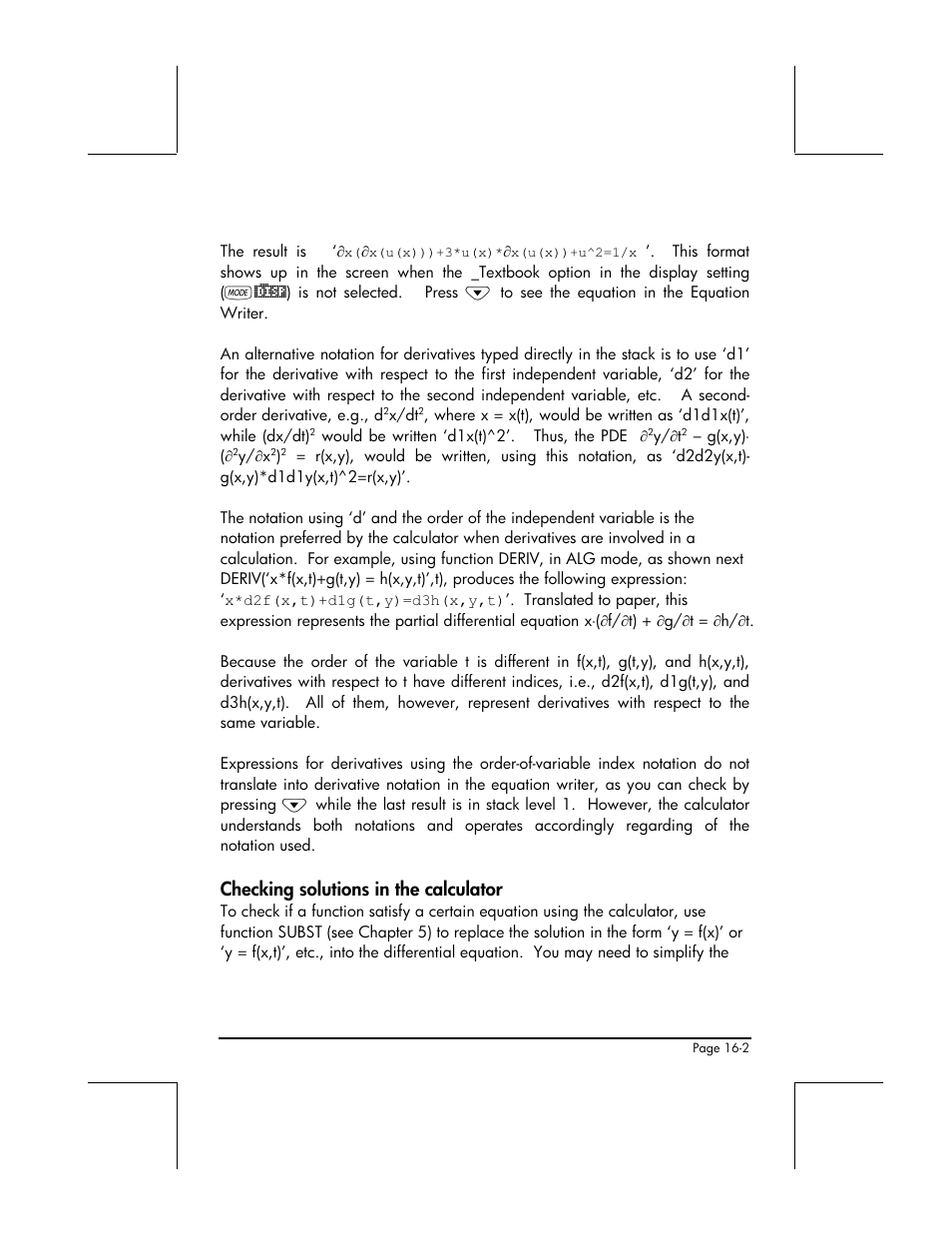 Checking solutions in the calculator | HP 48gII User Manual | Page 480 / 864
