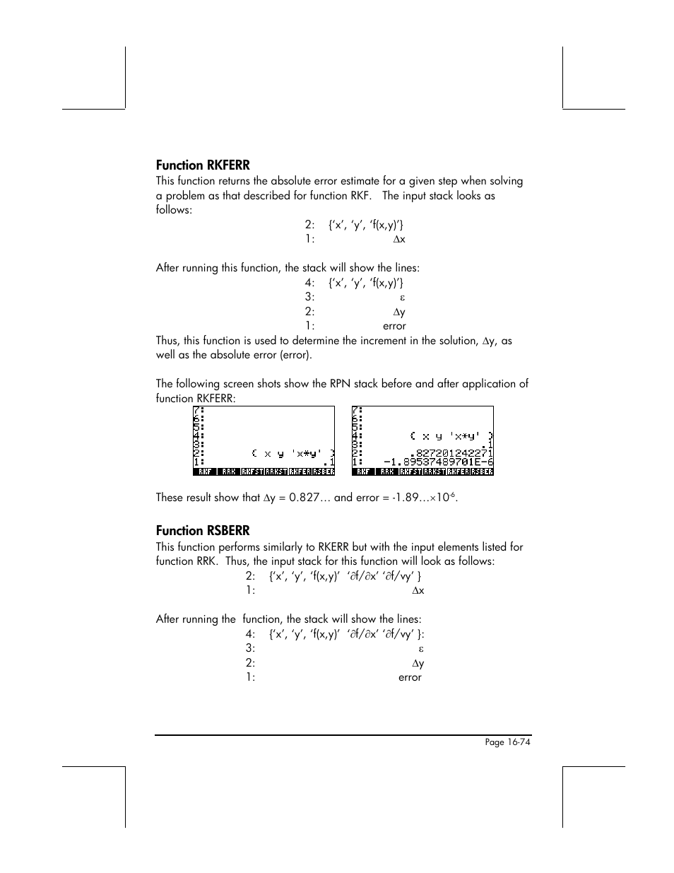 Function rkferr, Function rsberr | HP 48gII User Manual | Page 552 / 864