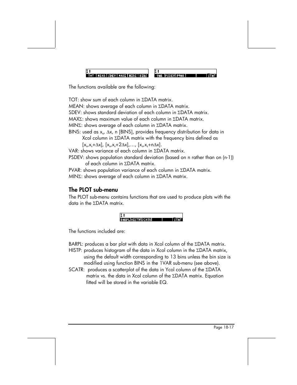 The plot sub-menu | HP 48gII User Manual | Page 588 / 864