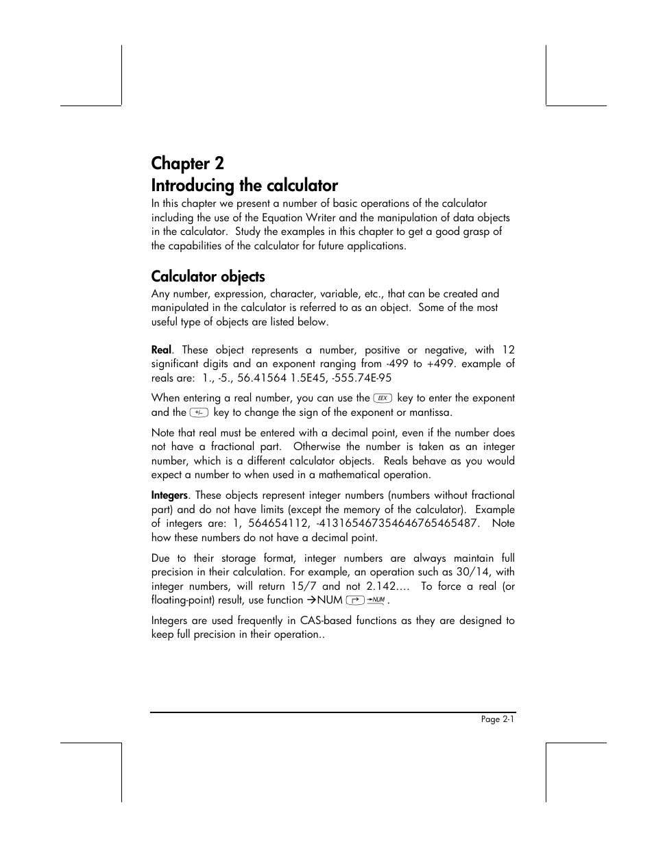Chapter 2, Calculator objects, Chapter 2 introducing the calculator | HP 48gII User Manual | Page 59 / 864