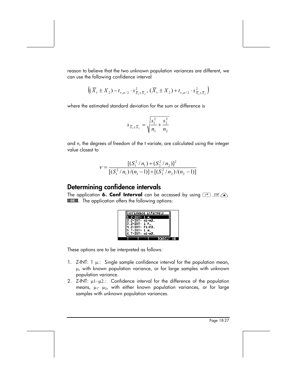 Determining confidence intervals, Ns n s s | HP 48gII User Manual | Page 598 / 864