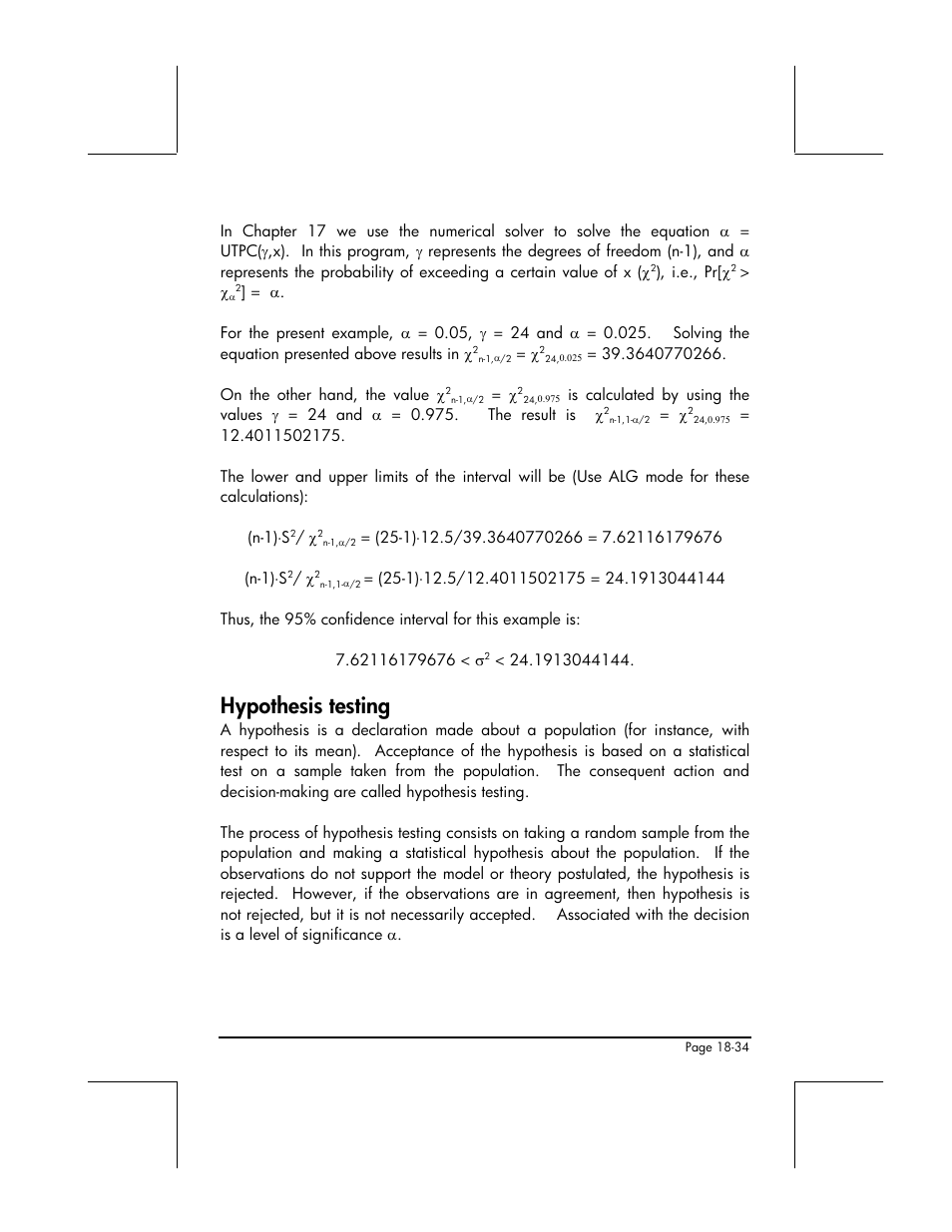 Hypothesis testing | HP 48gII User Manual | Page 605 / 864