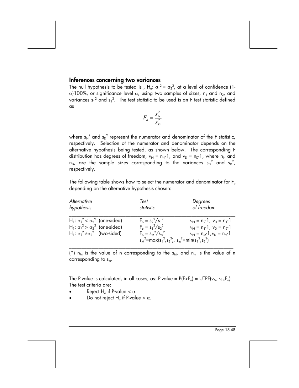 Inferences concerning two variances | HP 48gII User Manual | Page 619 / 864