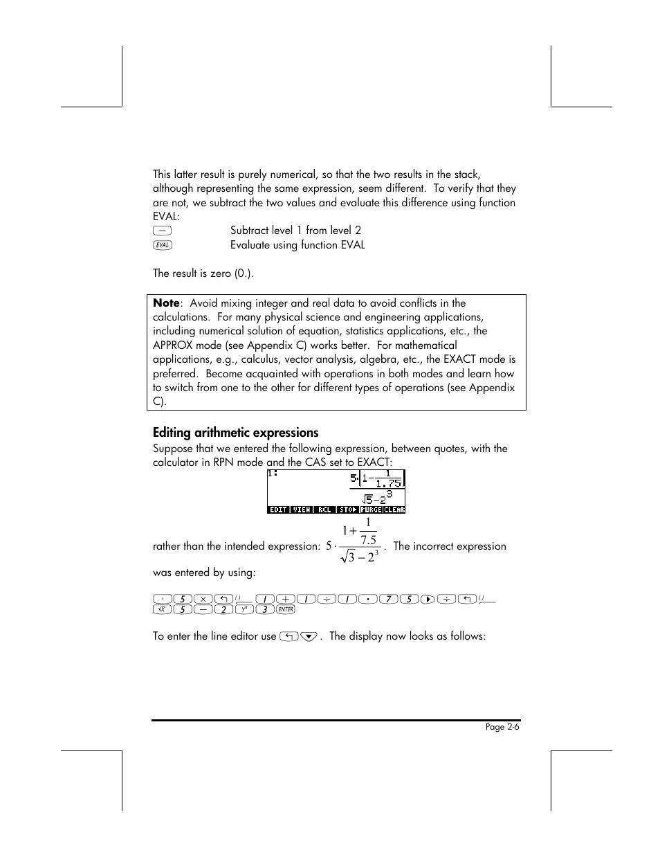 Editing arithmetic expressions | HP 48gII User Manual | Page 64 / 864