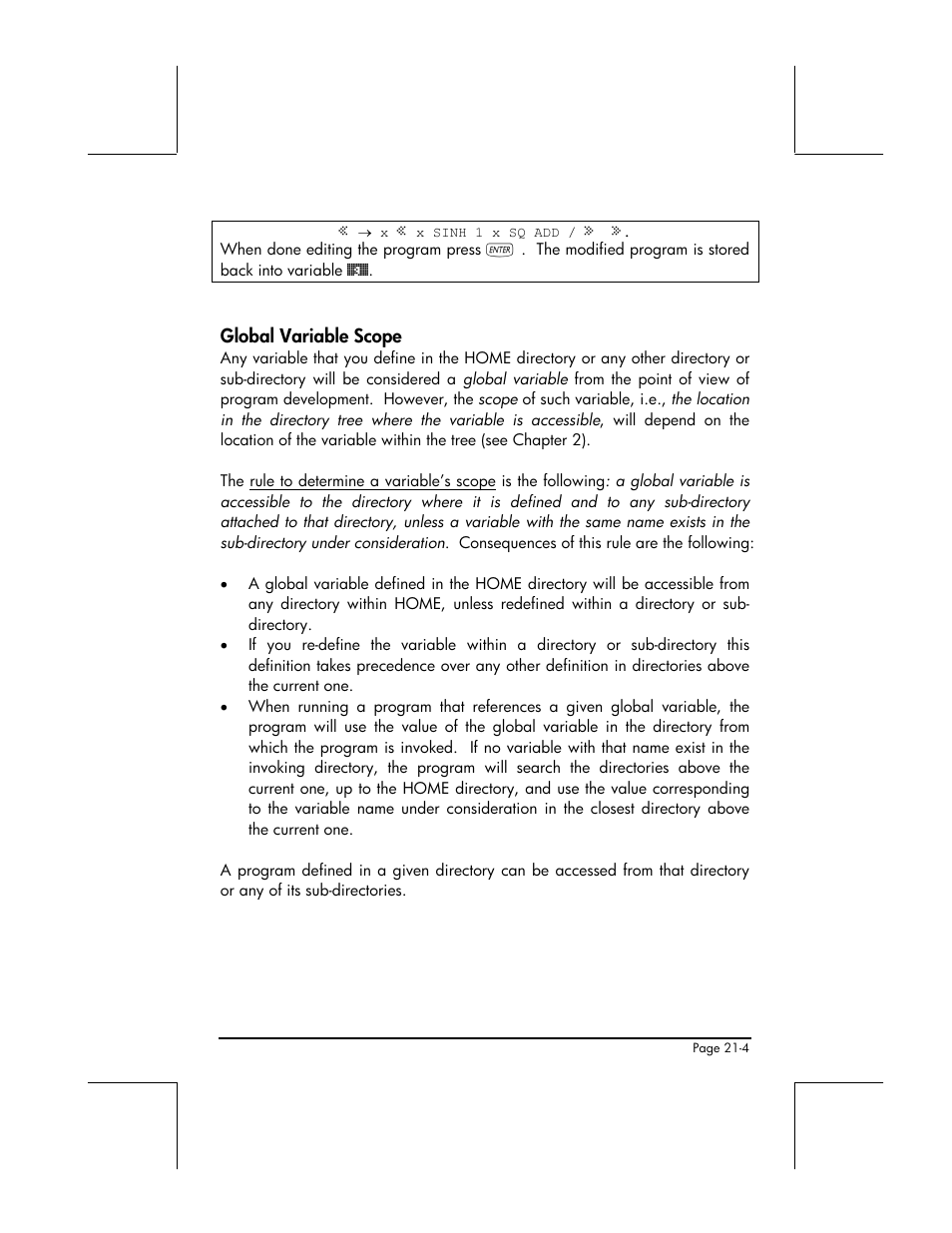 Global variable scope | HP 48gII User Manual | Page 653 / 864