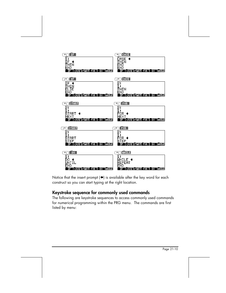 Keystroke sequence for commonly used commands | HP 48gII User Manual | Page 659 / 864