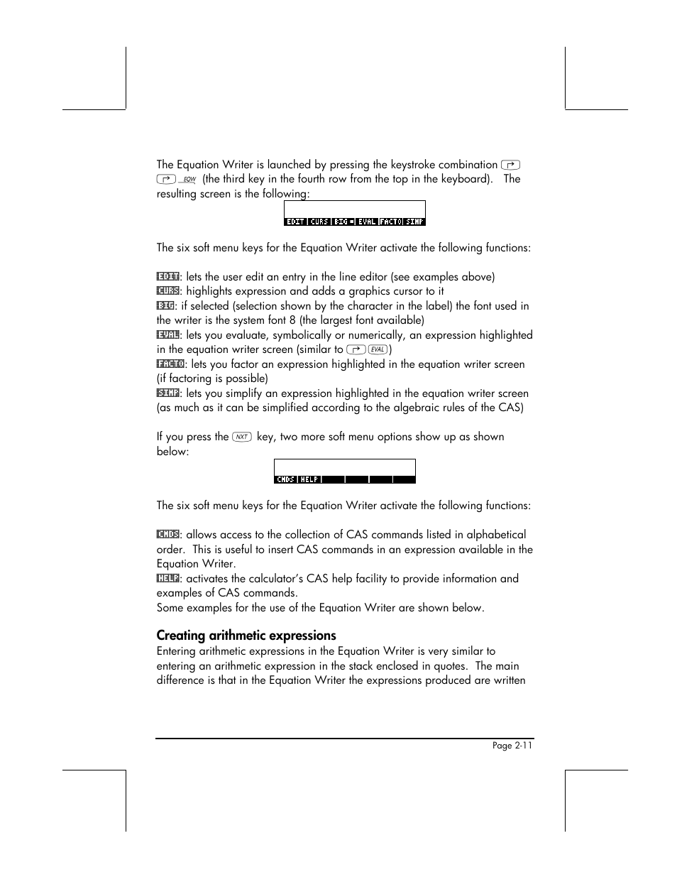 Creating arithmetic expressions | HP 48gII User Manual | Page 69 / 864