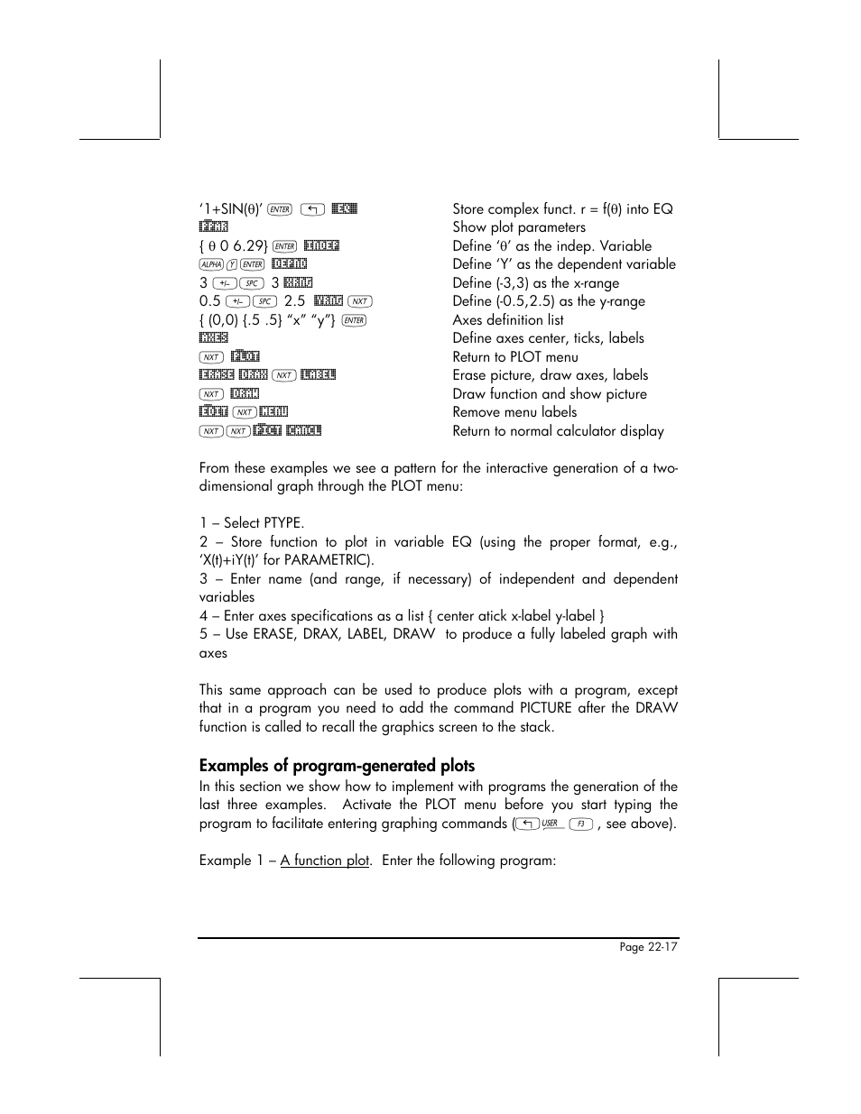 Examples of program-generated plots | HP 48gII User Manual | Page 733 / 864