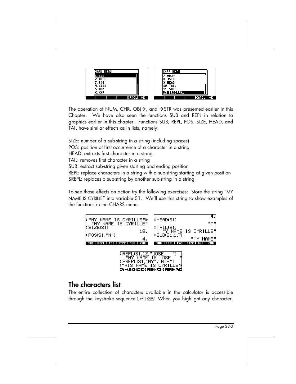 The characters list | HP 48gII User Manual | Page 760 / 864