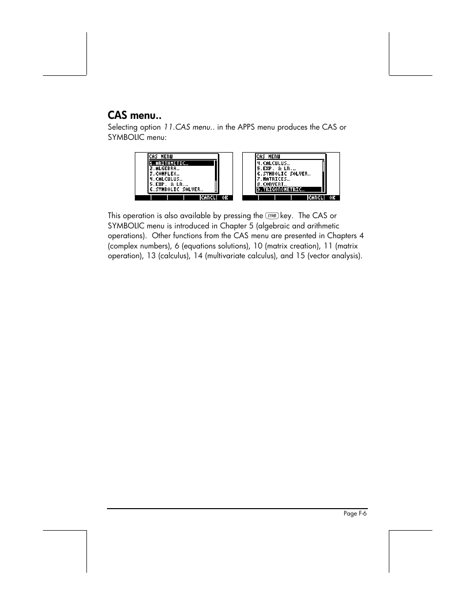 Cas menu | HP 48gII User Manual | Page 821 / 864