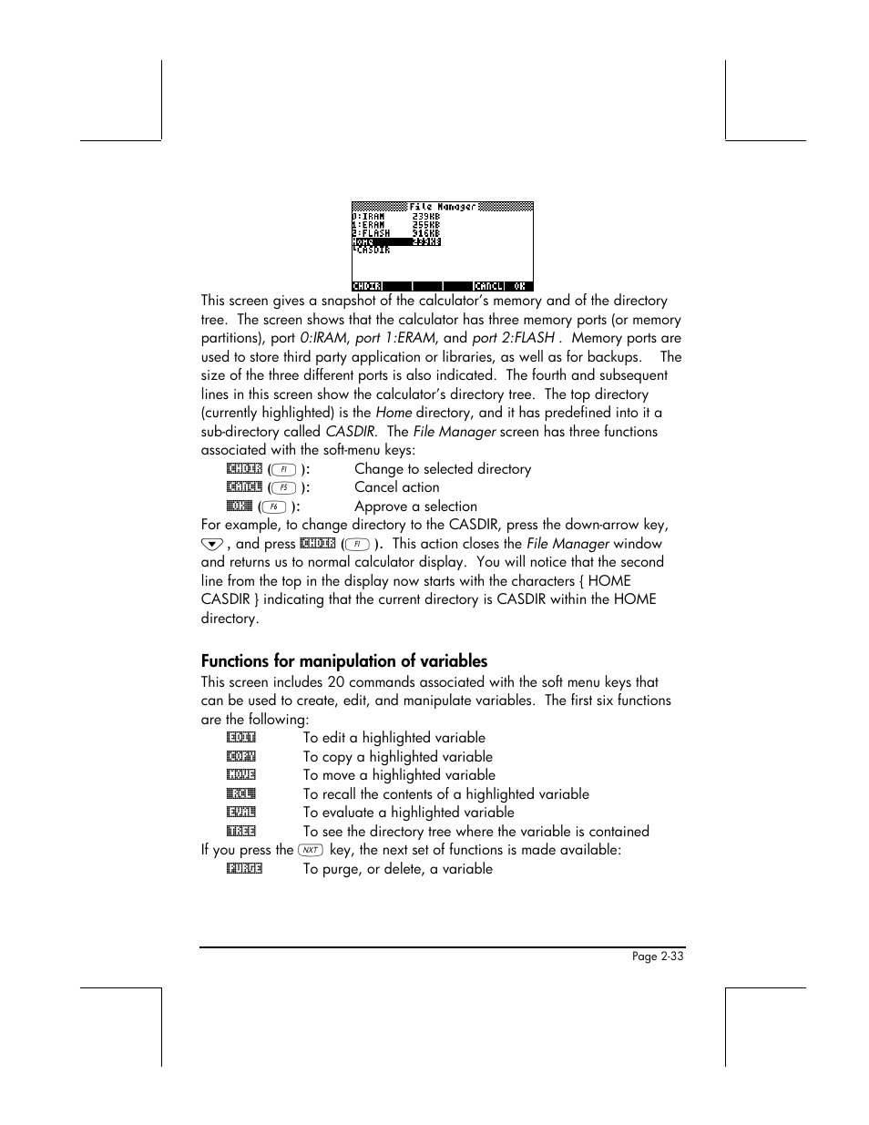 Functions for manipulation of variables | HP 48gII User Manual | Page 91 / 864
