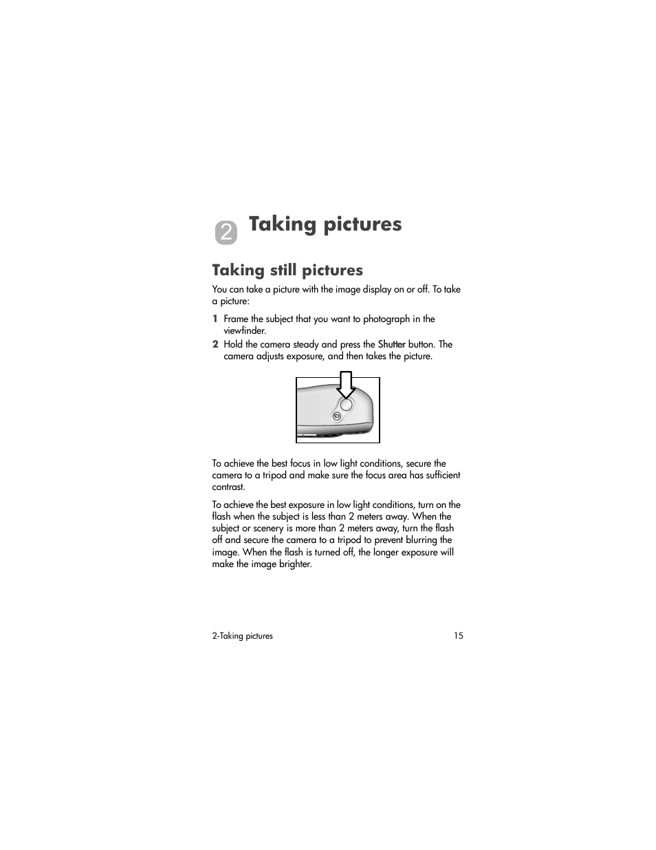 Taking pictures, Taking still pictures | HP 320 User Manual | Page 17 / 80