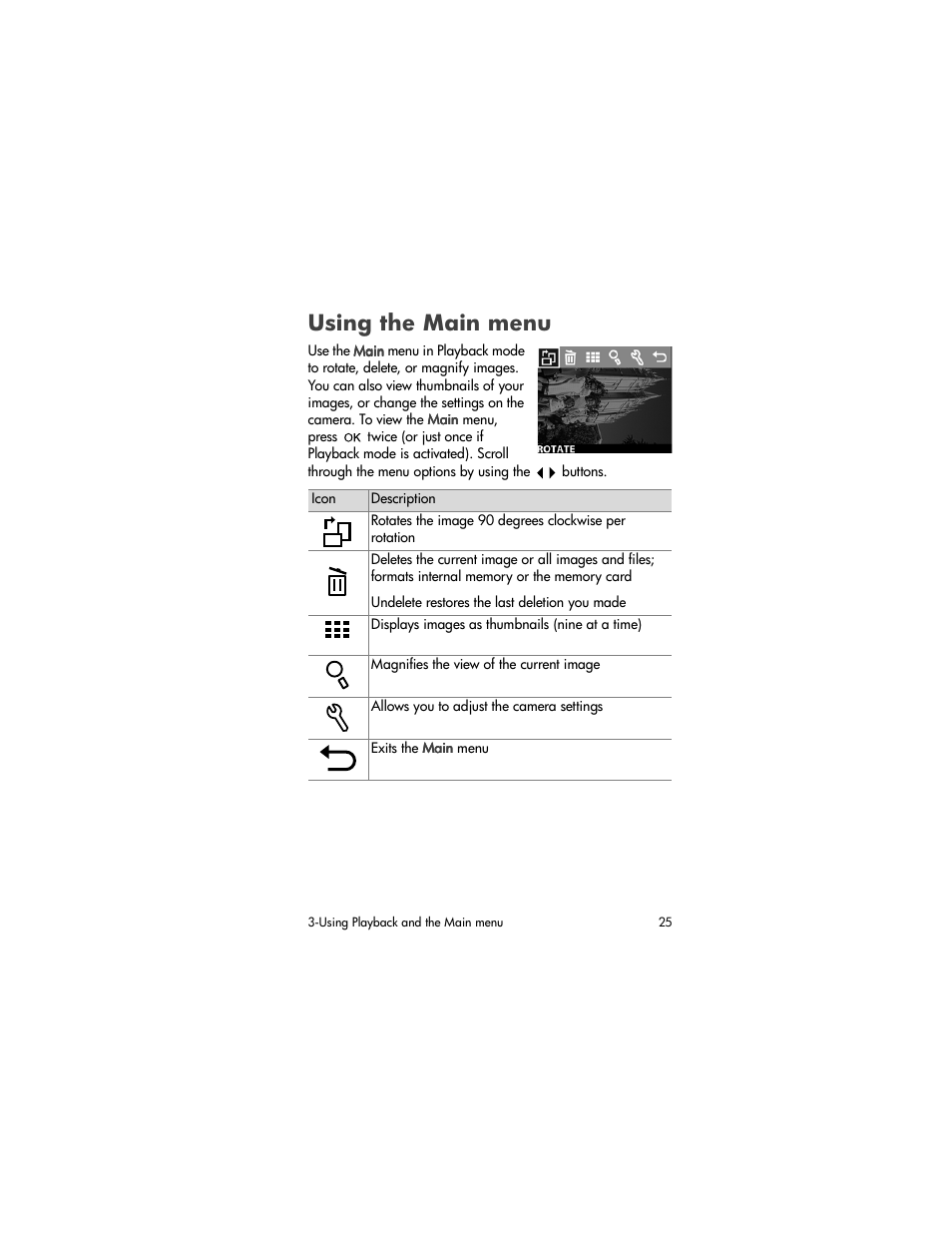 Using the main menu | HP 320 User Manual | Page 27 / 80