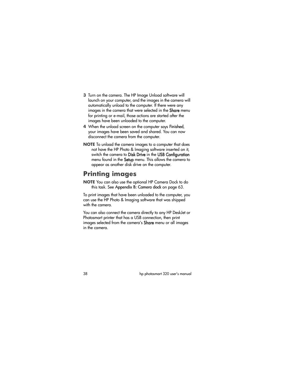 Printing images | HP 320 User Manual | Page 40 / 80