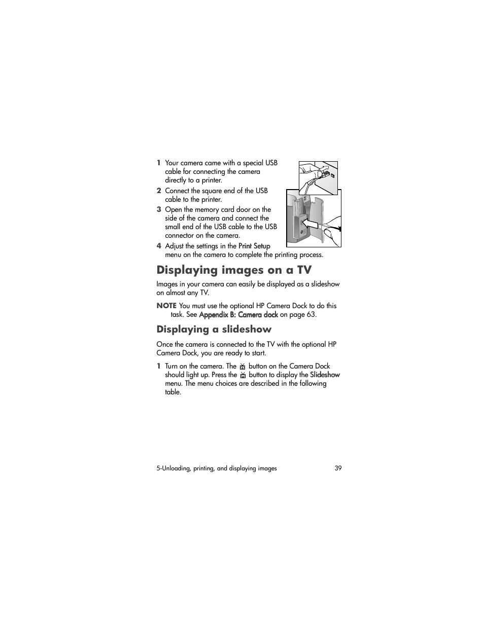 Displaying images on a tv, Displaying a slideshow | HP 320 User Manual | Page 41 / 80