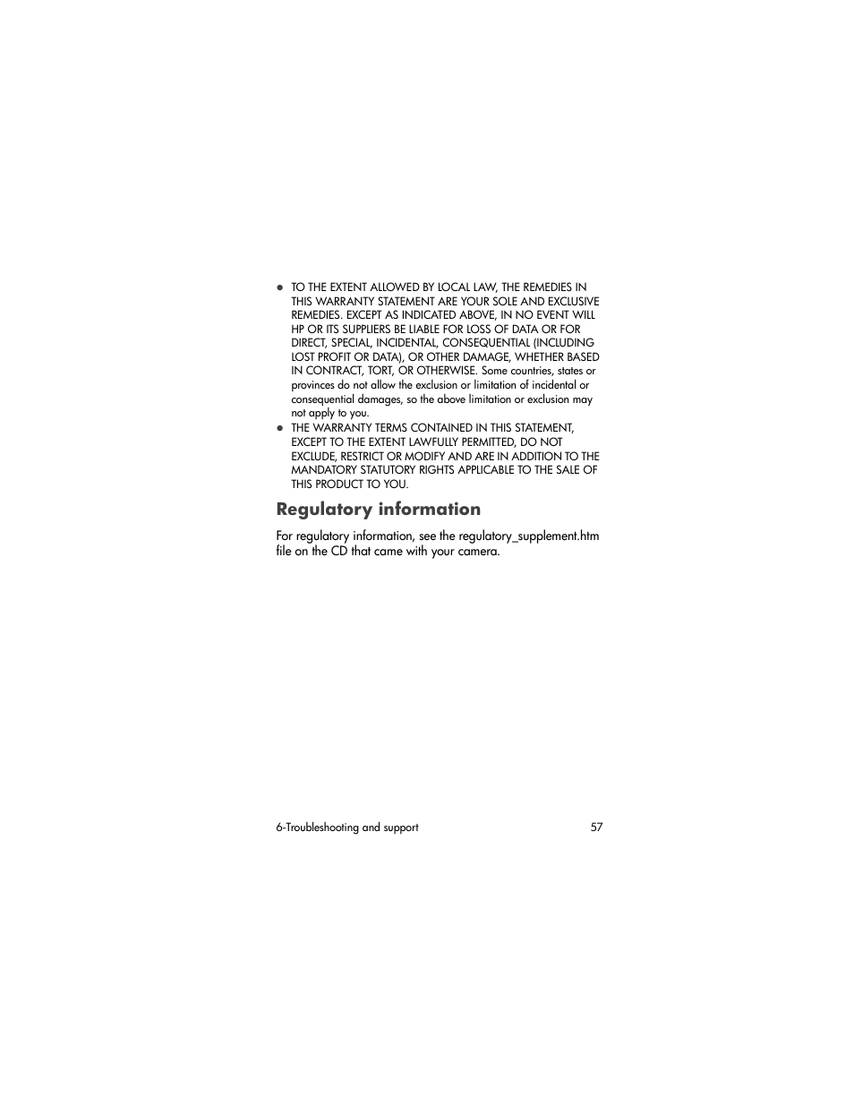 Regulatory information | HP 320 User Manual | Page 59 / 80