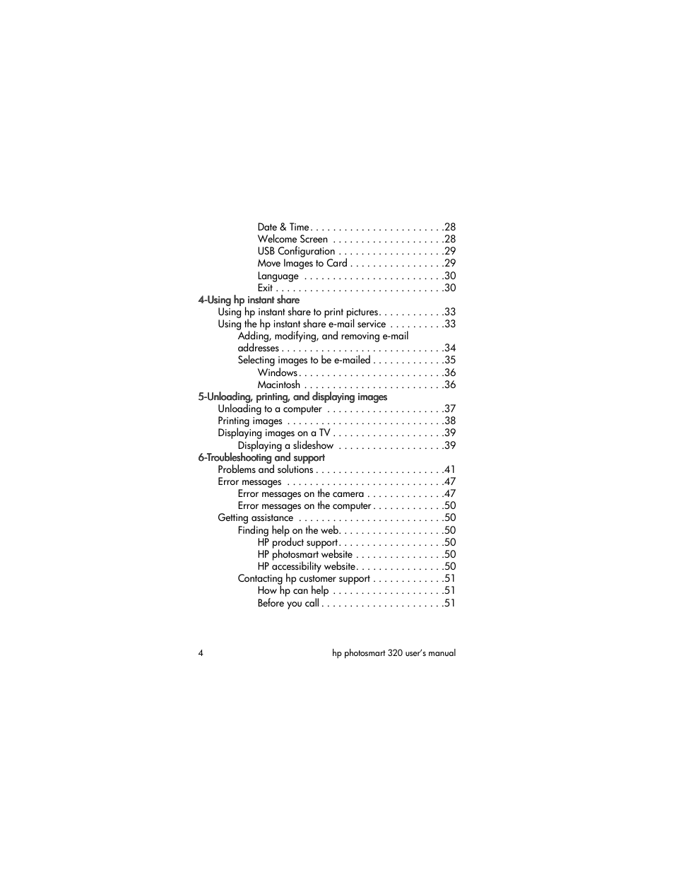 HP 320 User Manual | Page 6 / 80