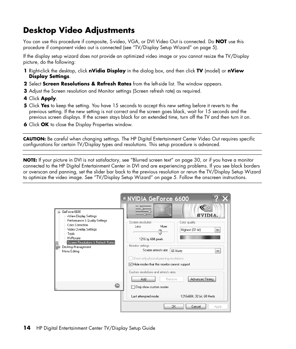 Desktop video adjustments | HP z558 User Manual | Page 18 / 40