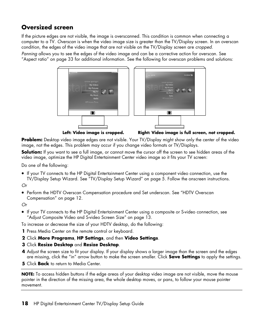 Oversized screen | HP z558 User Manual | Page 22 / 40