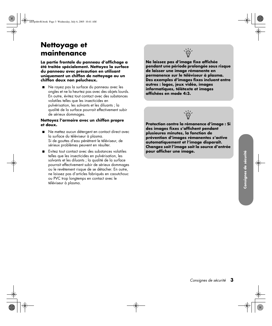 Nettoyage et maintenance | HP PL5000N User Manual | Page 107 / 294