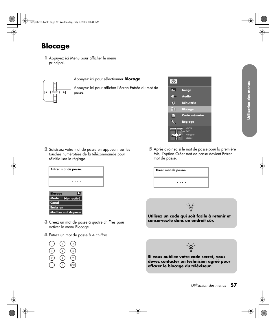 Blocage | HP PL5000N User Manual | Page 161 / 294