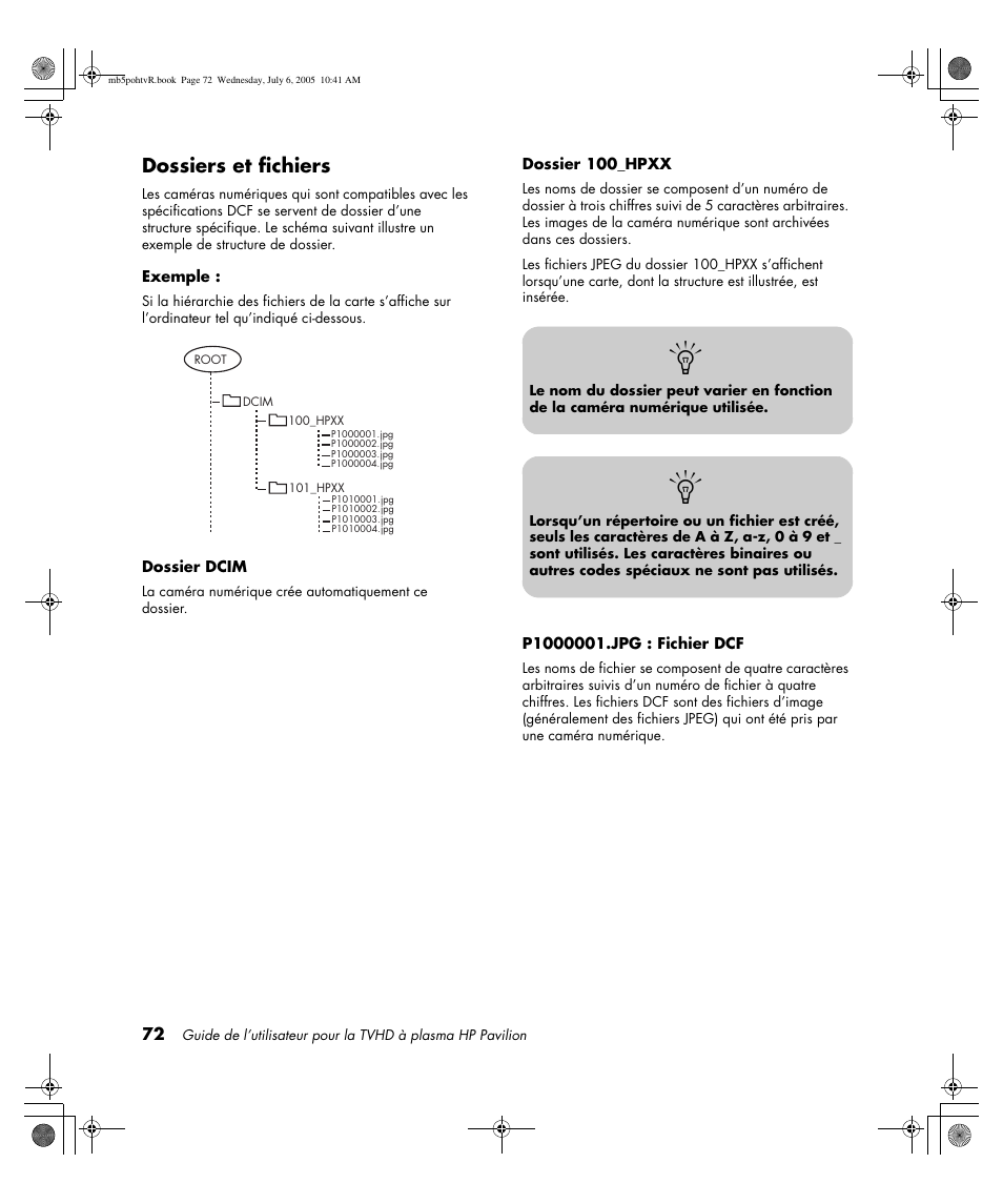 Dossiers et fichiers | HP PL5000N User Manual | Page 176 / 294