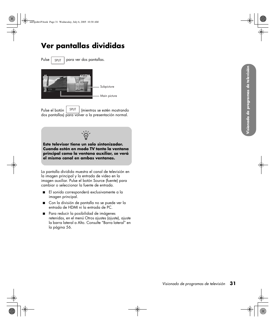 Ver pantallas divididas | HP PL5000N User Manual | Page 235 / 294
