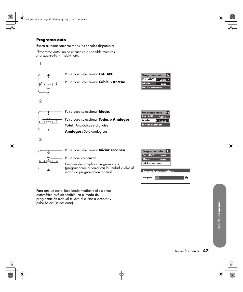 Programa auto | HP PL5000N User Manual | Page 251 / 294