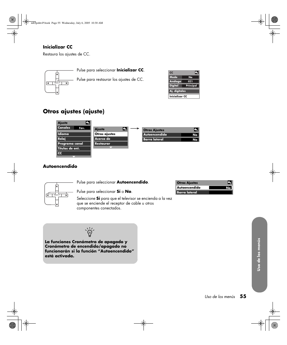 Otros ajustes (ajuste) | HP PL5000N User Manual | Page 259 / 294