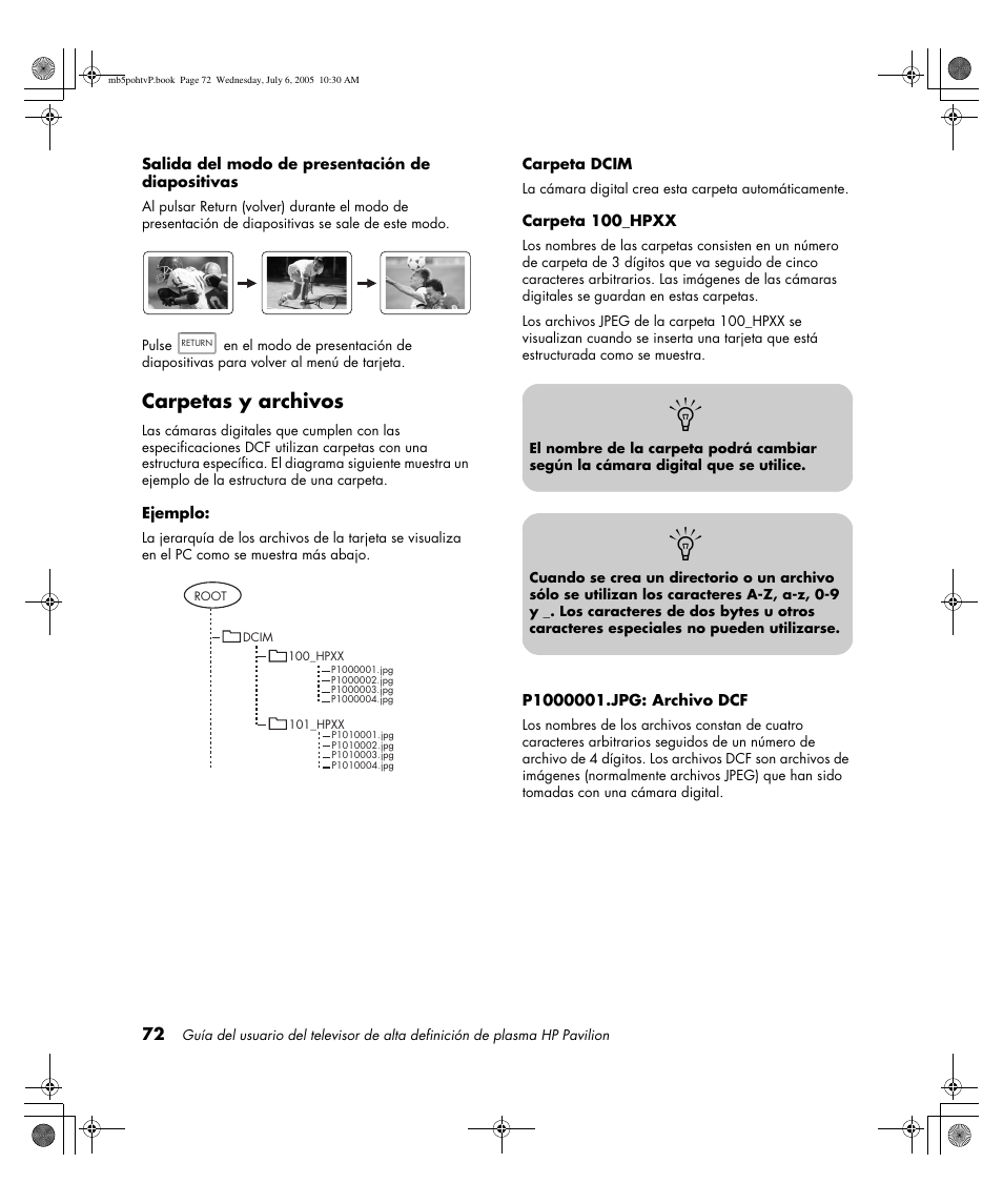 Carpetas y archivos | HP PL5000N User Manual | Page 276 / 294