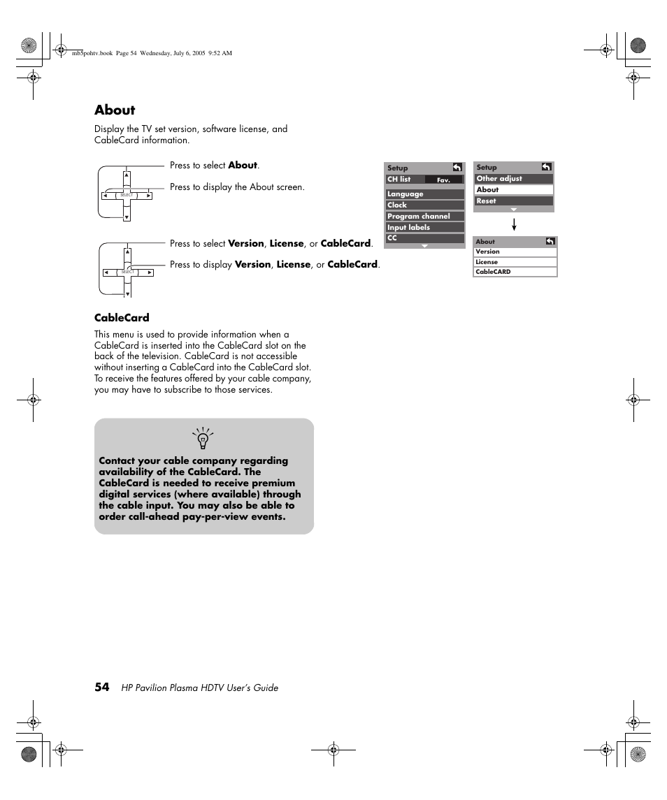 About | HP PL5000N User Manual | Page 62 / 294