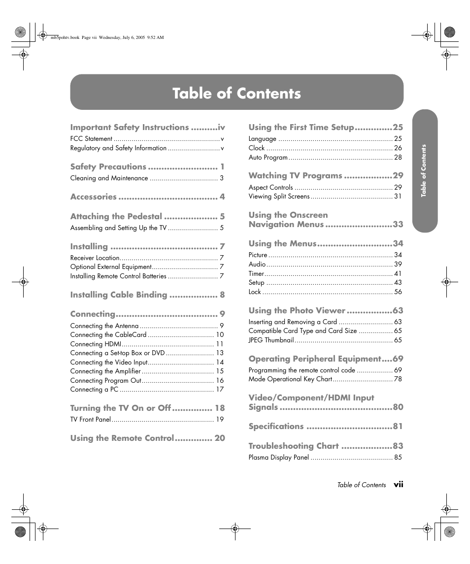 HP PL5000N User Manual | Page 7 / 294