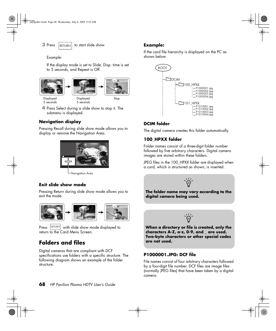 Folders and files | HP PL5000N User Manual | Page 76 / 294