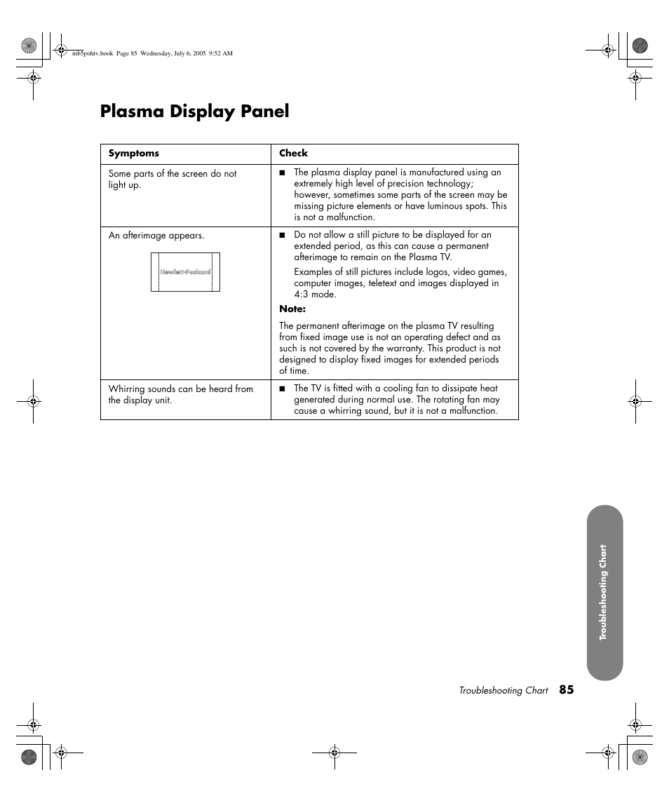 Plasma display panel | HP PL5000N User Manual | Page 93 / 294