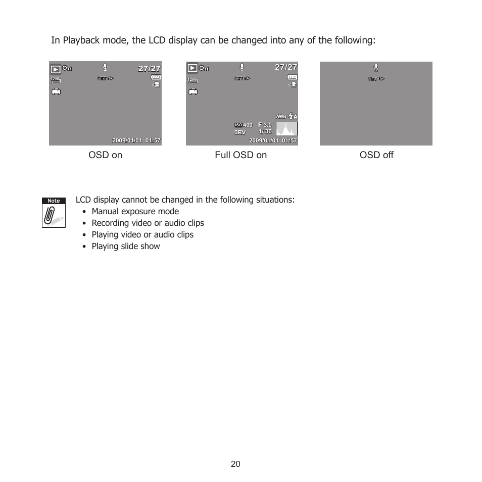 Osd on full osd on osd off | HP PW550 User Manual | Page 31 / 93