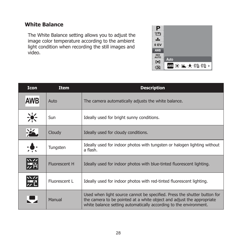 White balance | HP PW550 User Manual | Page 39 / 93