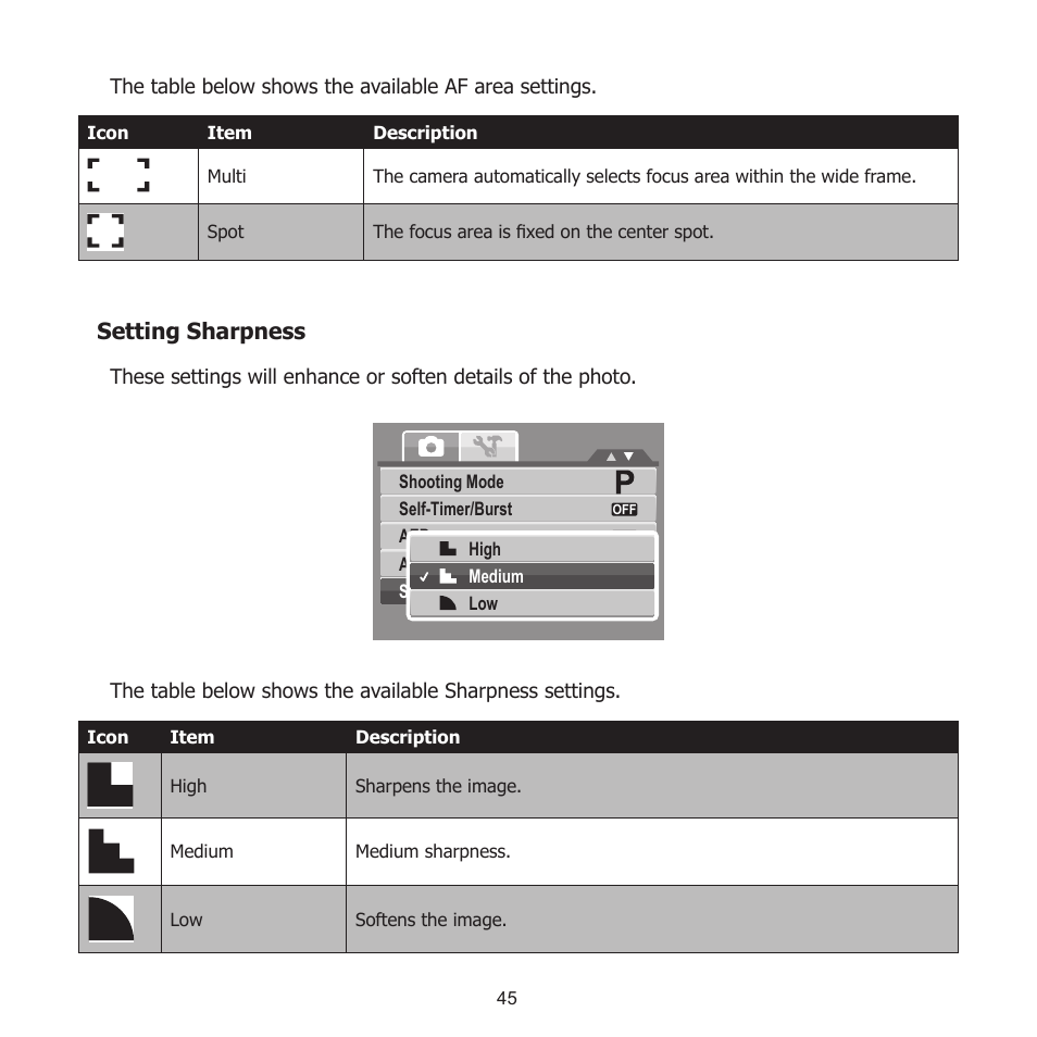 Setting sharpness | HP PW550 User Manual | Page 56 / 93
