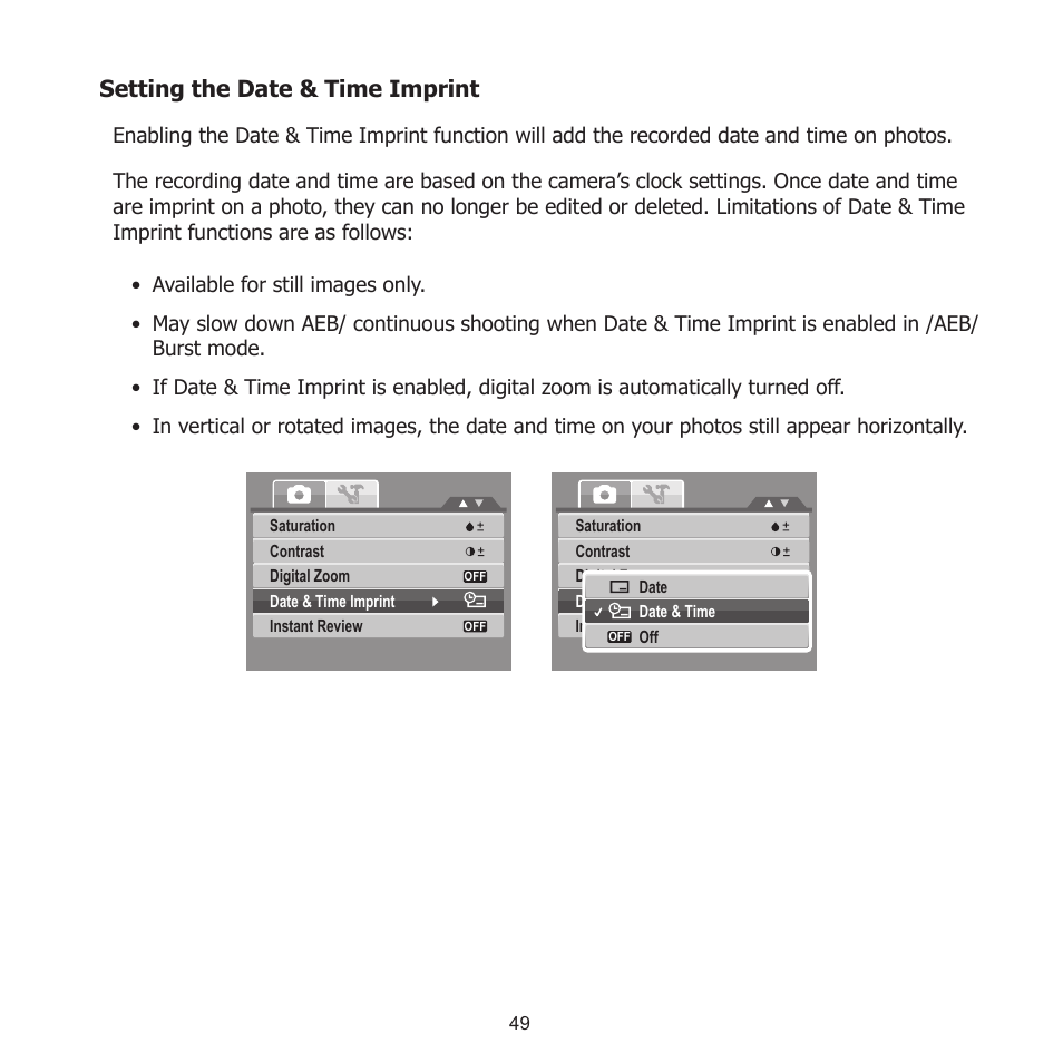 Setting the date & time imprint | HP PW550 User Manual | Page 60 / 93