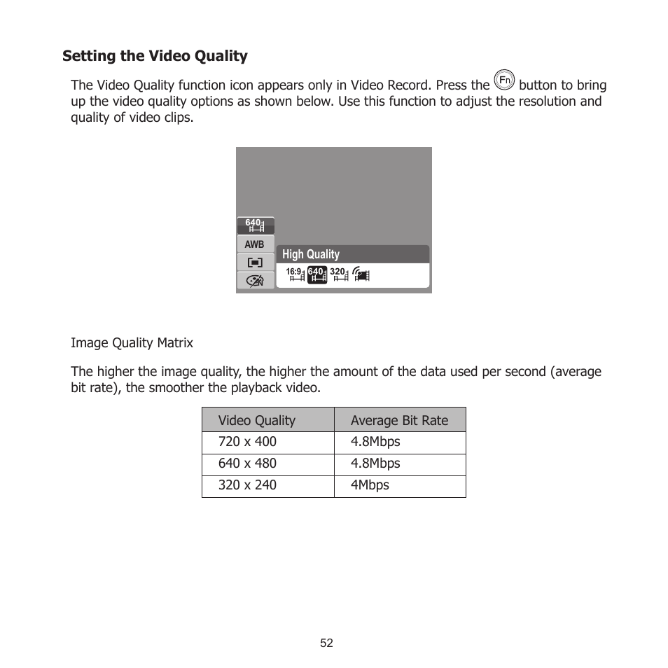 Setting the video quality | HP PW550 User Manual | Page 63 / 93