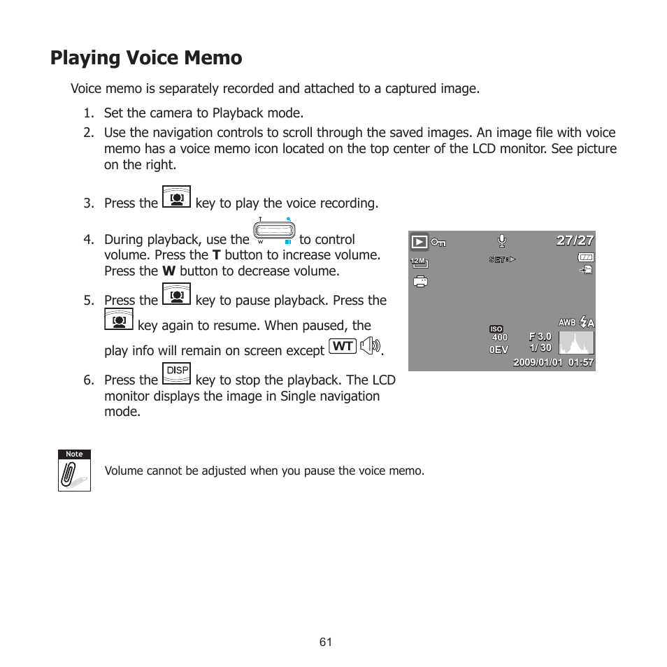 Playing voice memo | HP PW550 User Manual | Page 72 / 93