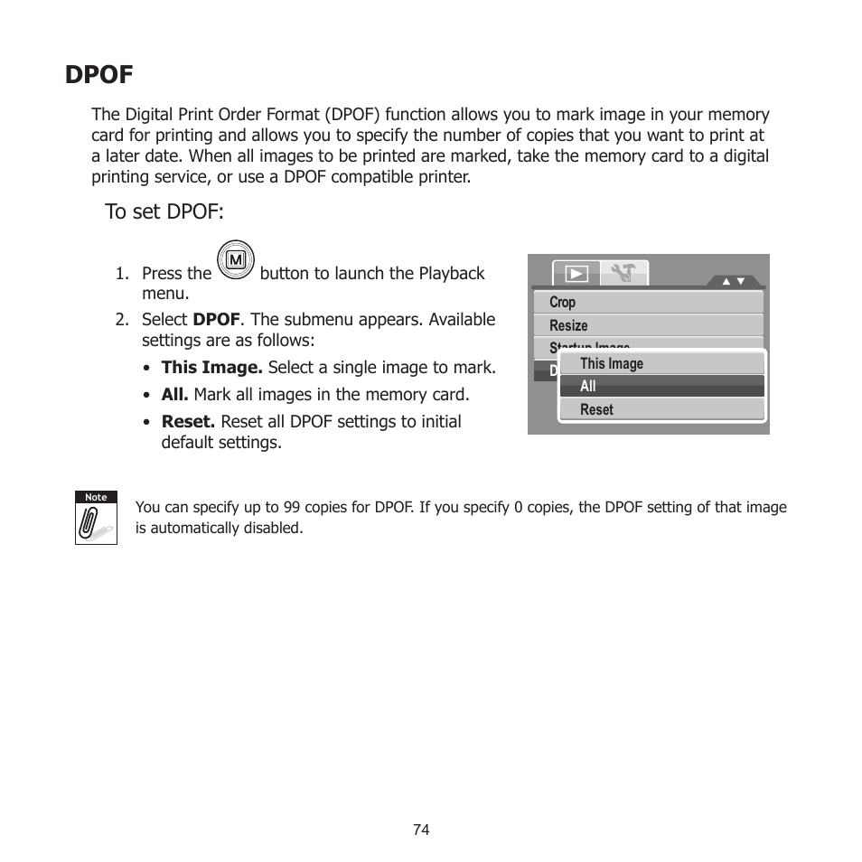 Dpof | HP PW550 User Manual | Page 85 / 93