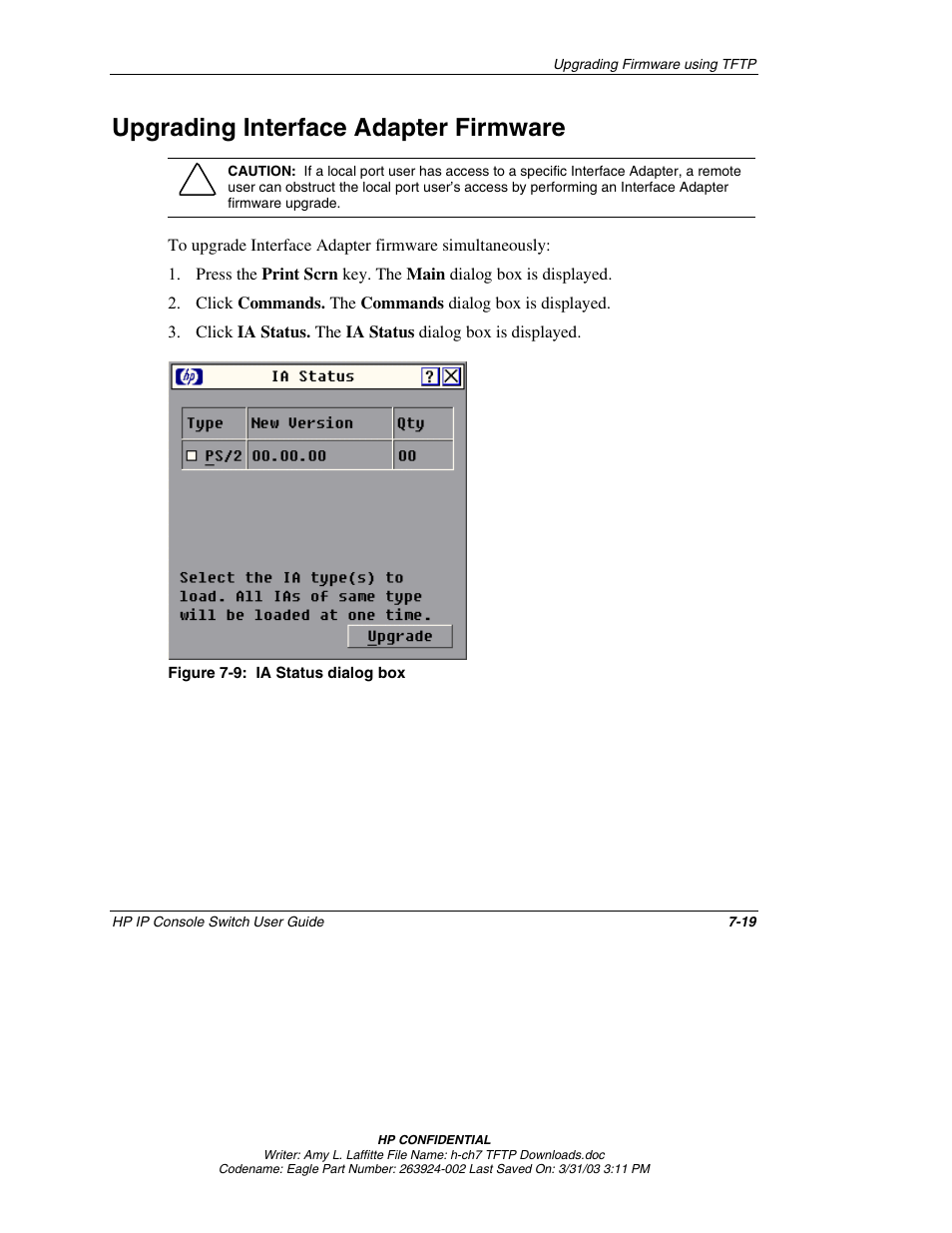 Upgrading interface adapter firmware, Upgrading interface adapter firmware -19 | HP 263924-002 User Manual | Page 114 / 135