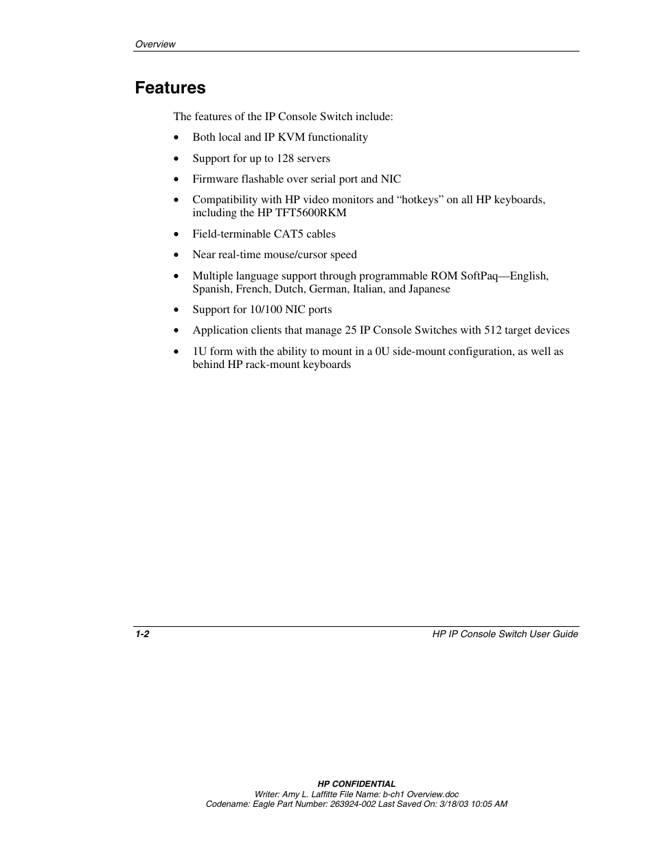 Features, Features -2 | HP 263924-002 User Manual | Page 14 / 135