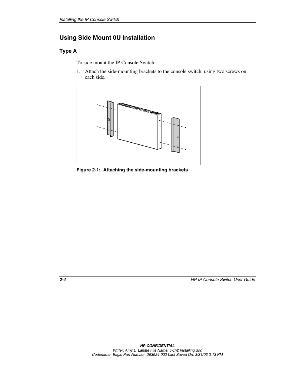Using side mount 0u installation, Type a, Using side mount 0u installation -4 | HP 263924-002 User Manual | Page 21 / 135