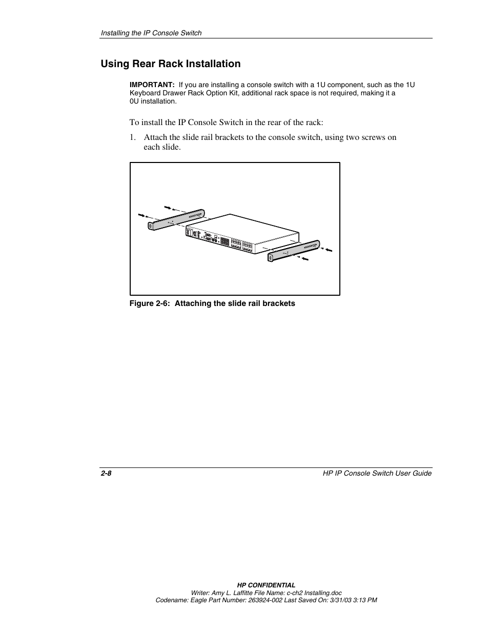 Using rear rack installation, Using rear rack installation -8 | HP 263924-002 User Manual | Page 25 / 135