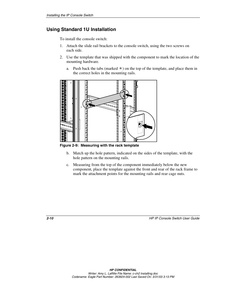 Using standard 1u installation, Using standard 1u installation -10 | HP 263924-002 User Manual | Page 27 / 135