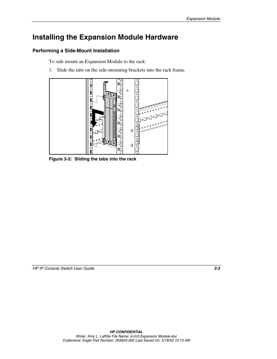 Installing the expansion module hardware, Performing a side-mount installation, Installing the expansion module hardware -3 | HP 263924-002 User Manual | Page 40 / 135