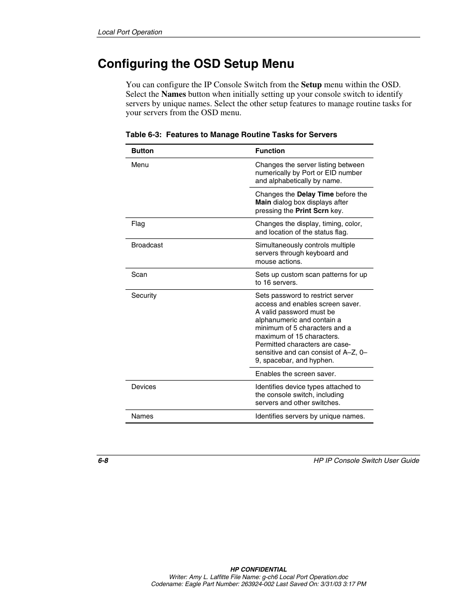 Configuring the osd setup menu, Configuring the osd setup menu -8 | HP 263924-002 User Manual | Page 59 / 135
