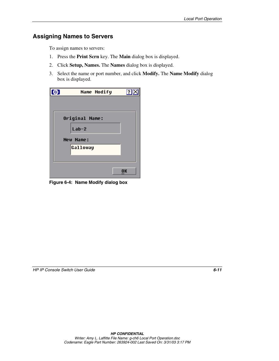 Assigning names to servers, Assigning names to servers -11 | HP 263924-002 User Manual | Page 62 / 135