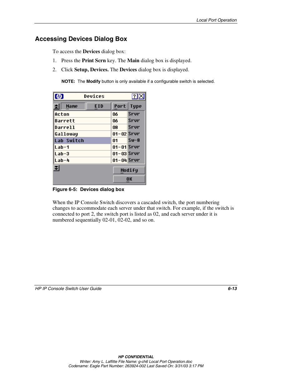 Accessing devices dialog box, Accessing devices dialog box -13 | HP 263924-002 User Manual | Page 64 / 135